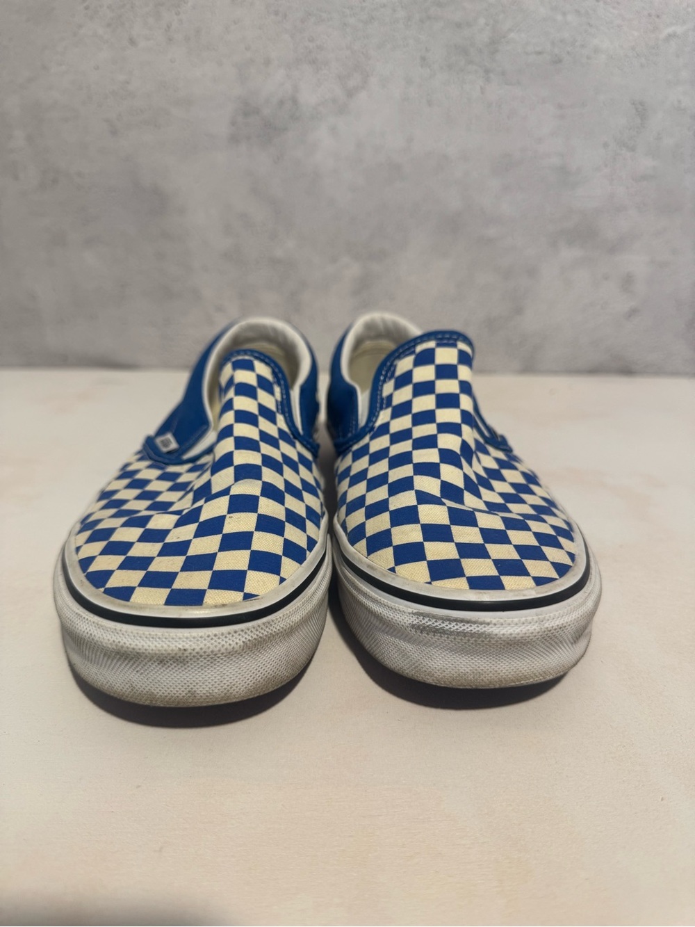Unisex Blue Checkered Slip-On Canvas Shoes